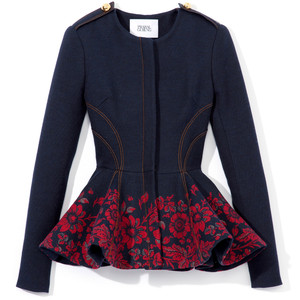 Prabal Gurung Embroidered Denim Peplum Jacket