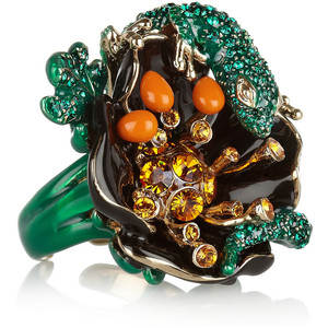 Roberto Cavalli Gold-plated Swarovski crystal ring