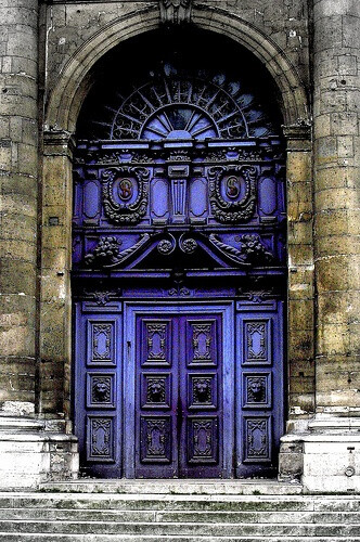 blue baroque door St. Paul, France