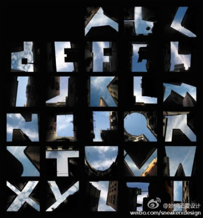 【字母天空】国外一个摄影爱好者，通过拍摄城市的天空的方式，组成了一张英语字母表，创意不错哦