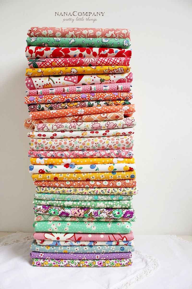 tall stack of 30&#39;s reproduction prints from Quiltin&#39; Gals