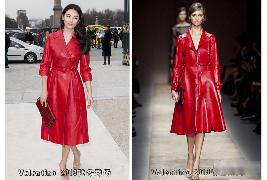 张雨绮身穿Valentino 2013春夏红皮衣亮相其巴黎秀场，这套会把无数土肥圆轻易装点成圣诞火鸡的红装，到了"国际雨"身上竟如此地严丝合缝。她这回像一枚被打磨的无比尖利的钢钉，谁家服饰的"铜墙铁壁"都能轻易穿刺，触到你的审美神经，还轻松到不留痕迹。关键的关键是，她理解了什么叫“过犹不及”。