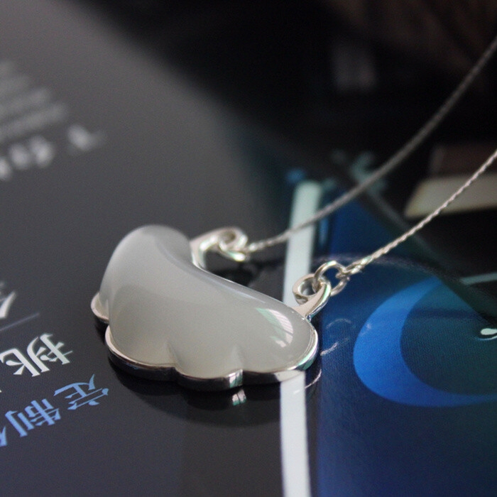 小银匠专柜正品 S925纯银 祥云锁骨链猫眼石女士项链/长命锁套链