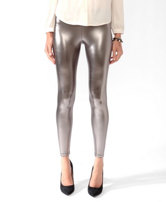 Forever21 ＃銀色＃電子打底褲 silver coated leggings 外2色