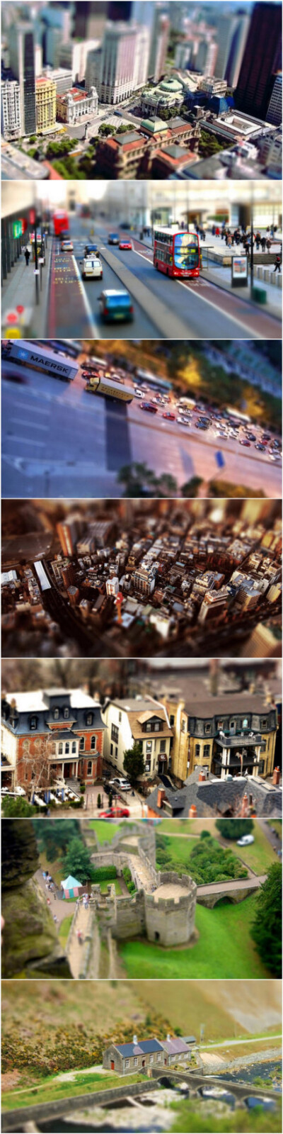 移轴摄影 Tilt-shift photography~泛指利用移轴镜头创作的作品，所拍摄的照片效果就像是缩微模型一样，非常特别，移轴摄影把现实世界扭转为模型般的“小人国”~~