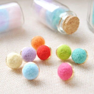 羊毛毡糖果耳钉