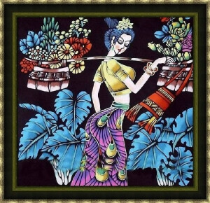 彼岸花。云南重彩画
