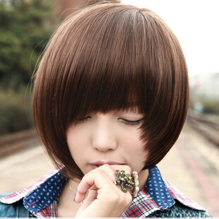 蓬松bobo头方脸女士发套短发 梨花头短卷发