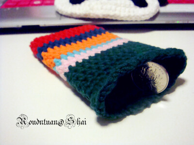 钩针彩条手机包~