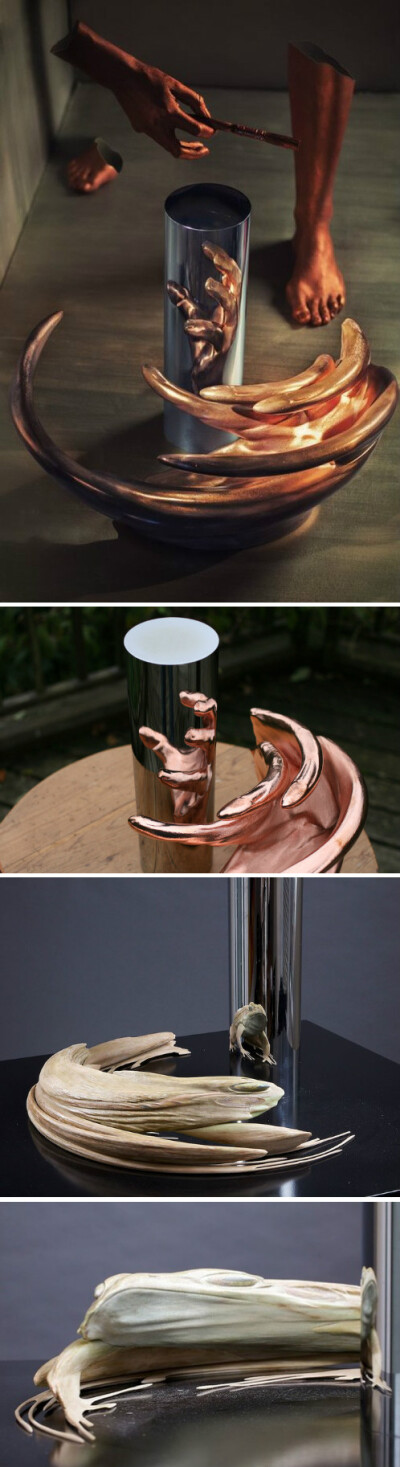 英国艺术家Jonty Hurwitz 创作的变形雕塑，只有透过圆柱形镜面反射，才能一睹雕塑真容。