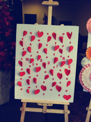 爱心迎宾牌  嘉兴花田喜铺  手工制作 红色