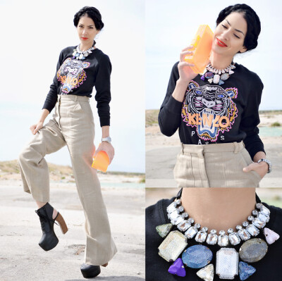 Www.Choies.Com Sweatshirt, Www.Romwe.Com Necklace, Celine Pants, Jeffrey Cambell Wedgeshttp://miss-sarah.taobao.com/