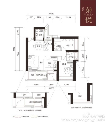 深圳，合正荣悦，02户型，3房2厅2卫+工人房，建筑面积140平方米，舒适系数23.3