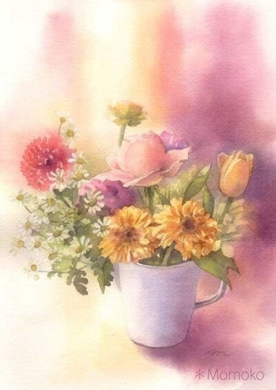 彼岸花。小清新，水彩，手绘，花儿。