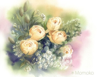 彼岸花。小清新，水彩，手绘，花儿。