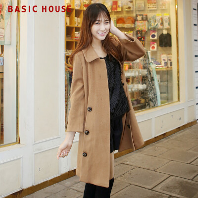 Basic House百家好春款新品女宽松双排扣羊毛呢大衣外套HLCA823N ￥698.15