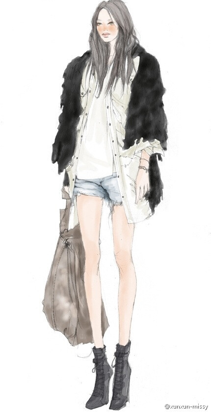 彼岸花。手绘，时装，插画。