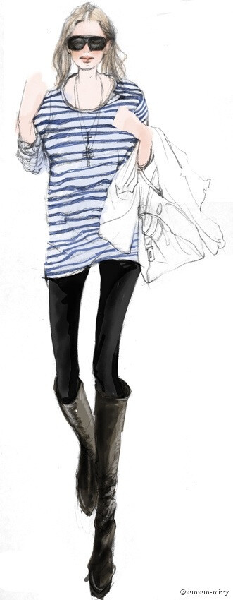 彼岸花。手绘，时装，插画。