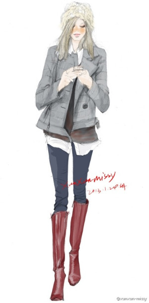 彼岸花。手绘，时装，插画。