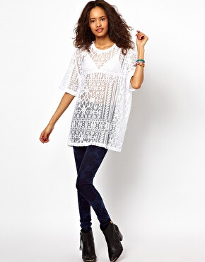 Image 4 of ASOS Boyfriend T-Shirt in Lace