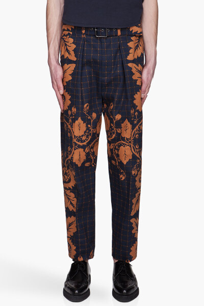 3.1 PHILLIP LIM Navy floral print belted Karate trousers