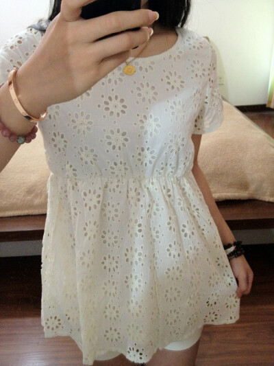外贸原单镂空钩花娃娃衫