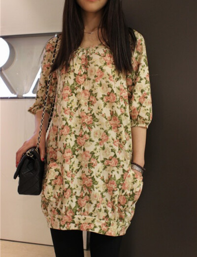 针织宽松碎花T恤