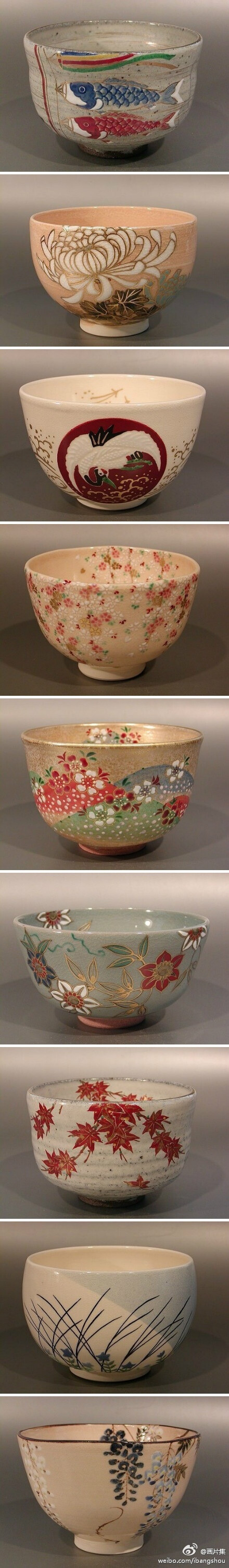 颜色低调，整体却很华丽的日式抹茶碗.