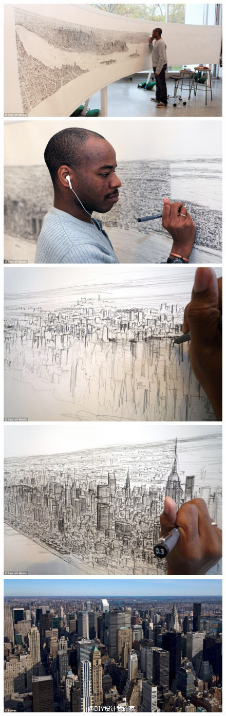 从小患自闭症的画家史蒂芬·威尔夏(Stephen Wiltshire)花20分钟时间乘坐直升机在纽约市上空绕城观察一周后，凭借惊人记忆力，在纽约布鲁克林著名的布拉特学院亲手绘出一张令人震惊的纽约全景图，该图长18英尺(5.49米)，详细画出了每一座建筑物。天生我才必有用啊！！有木有！！