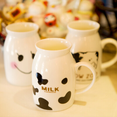 聚可爱♥zakka陶瓷牛奶杯创意奶牛早餐杯咖啡杯可微波炉用