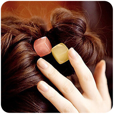 默默爱♥可爱果冻色方形发圈韩国时尚发饰甜美糖果色头饰发绳