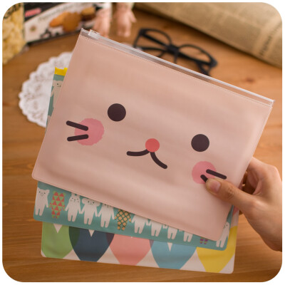 默默爱♥小清新可爱文具大号文件夹可爱卡通动物拉链文件袋
