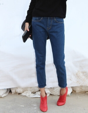 春季stylenanda韩国进口蓝色宽松直筒牛仔裤