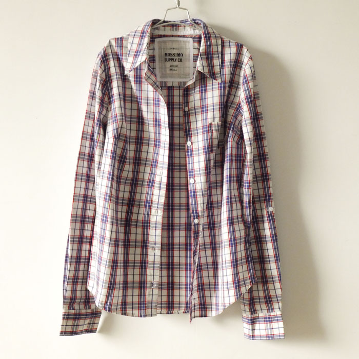 百搭摩西莫长袖/七分袖紫色格子衬衫衬衣女