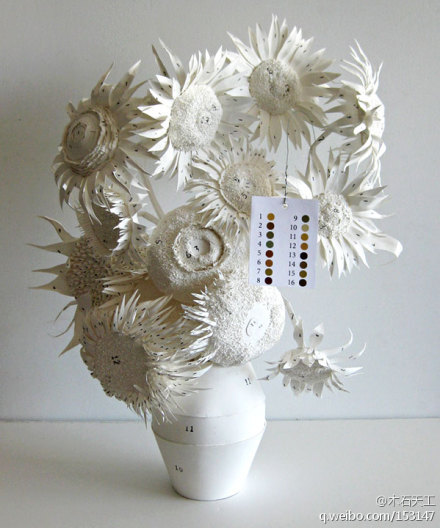 【艺术】Pot de fleurs, 2009；by Léonard-Contant （花盆——材质：纸、电线。)