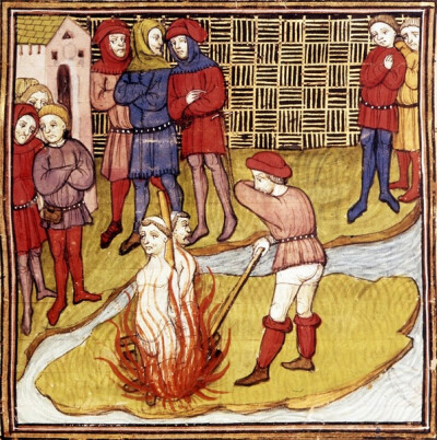 Two Templars burned at the stake, from a French 15th century manuscript