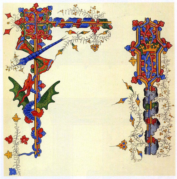 【字体 细节—十四世纪】Borders 14th century (14th century borders from a Latin lectionary, from Henry Shaw's 'Illuminated Ornaments Selecte