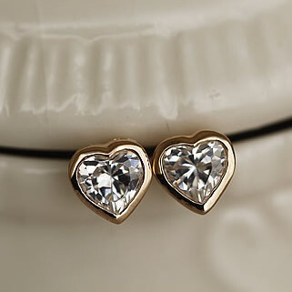 奥地利水晶清纯百搭心形主钻耳环色选