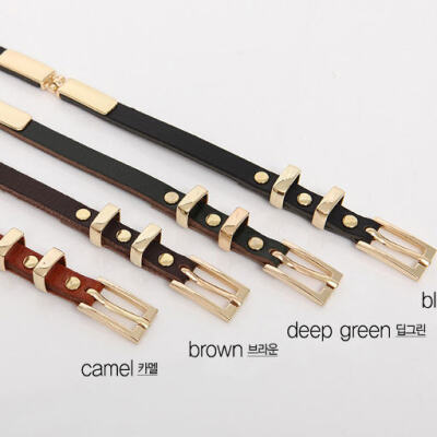 styleonme韩国女冬装进口时尚金色针扣腰带