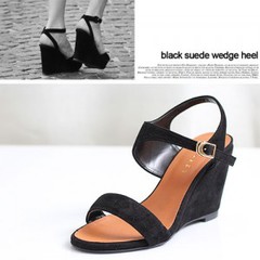 shesday名品代购 2013新款坡跟鞋凉鞋 suede wedge heel AE94658