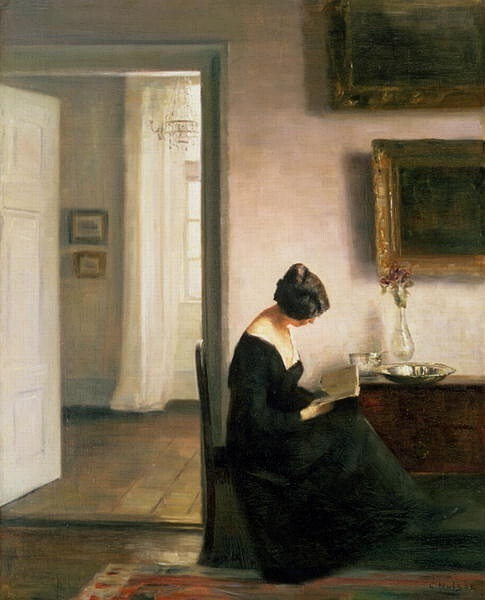 Woman Reading in an Interior, by Carl Holsoe （Carl Holsoe，丹麦艺术家。他笔下的室内风俗画，有优雅的瓷器和家具、奇妙的光影、读书的女子、安静的气氛。@malingcat）