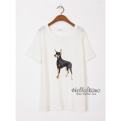 欧美范大牌小猎犬字母签名印花宽松垂感柔棉短袖T恤衫女色
