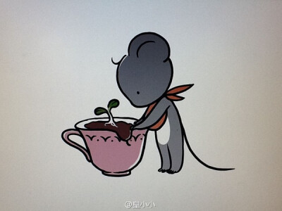 想要用茶杯种花的小老鼠