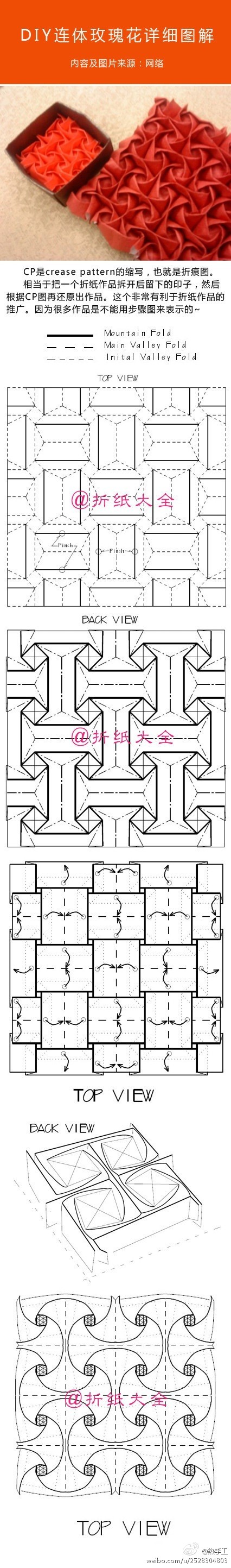 DIY连体玫瑰花详细图解~