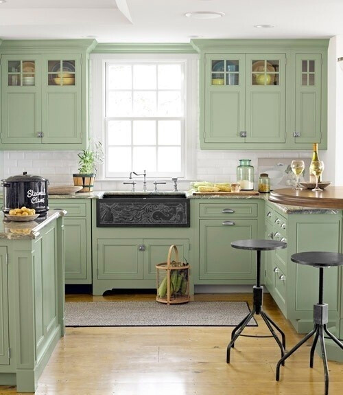薄荷绿的清新小厨房