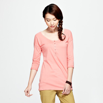 初棉春装女装莫代尔中长款打底衫t恤女七分袖S