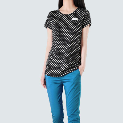 雪纺袋口波点纯棉短袖T恤色