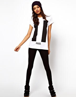 Image 4 of ASOS Boyfriend T-Shirt with Pause Print