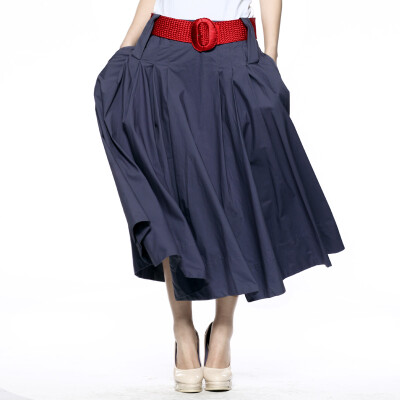 浪花朵朵春装女韩版纯色A字大摆棉麻半身长裙文艺范裙子