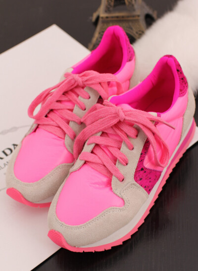 琪琪家欧美大牌同款休闲运动风靓丽拼色系带舒适休闲鞋